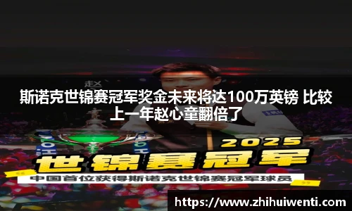 斯诺克世锦赛冠军奖金未来将达100万英镑 比较上一年赵心童翻倍了